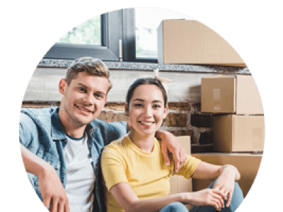 young couple moving
