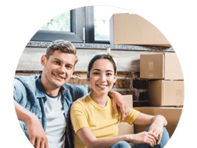 couple with packed boxes