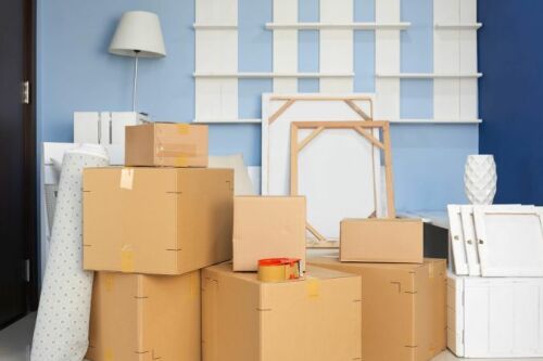 Items boxed up in a house