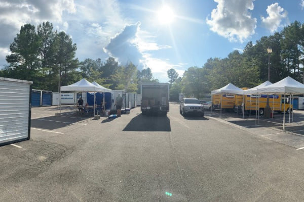 Getting ready and organized bright and early for on-site student pickups at Duke in August.