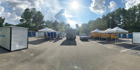 Getting ready and organized bright and early for on-site student pickups at Duke in August.