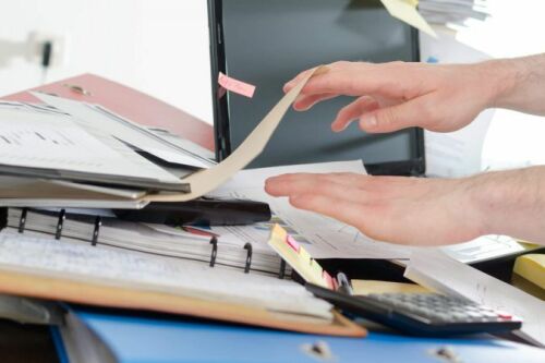 A messy office space